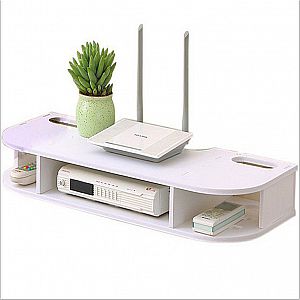 Rak DVD Tempel Dinding Rak Remote Organizer Holder DVD Player Shelf White Storage Wall – A617