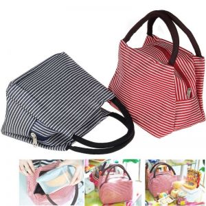 Cooler Bag Stripe Warna Lunch Bag Tempat Simpan Wadah Makanan - 946