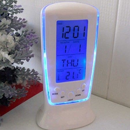 Jam Alarm Digital LED Meja Kalender Tanggal Thermometer Layar Ulang Tahun Lagu Square Clock 510 –440