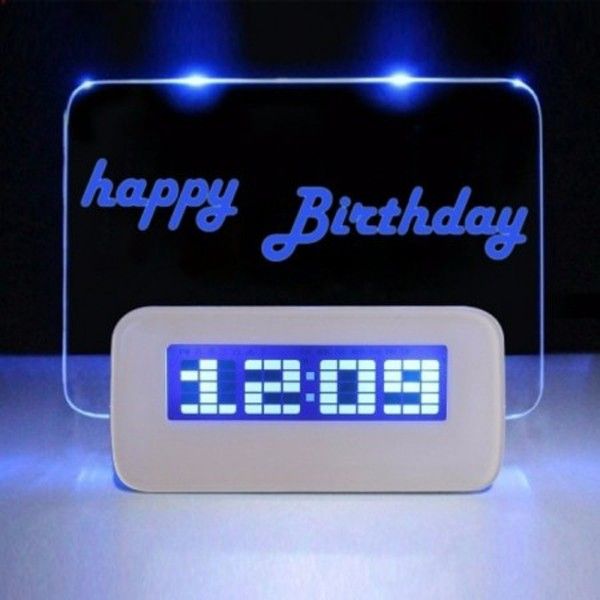 Memo Clock USB Jam Alarm Nyala Lampu Papan Tulis LED Digital Light Board LCD Display – 493