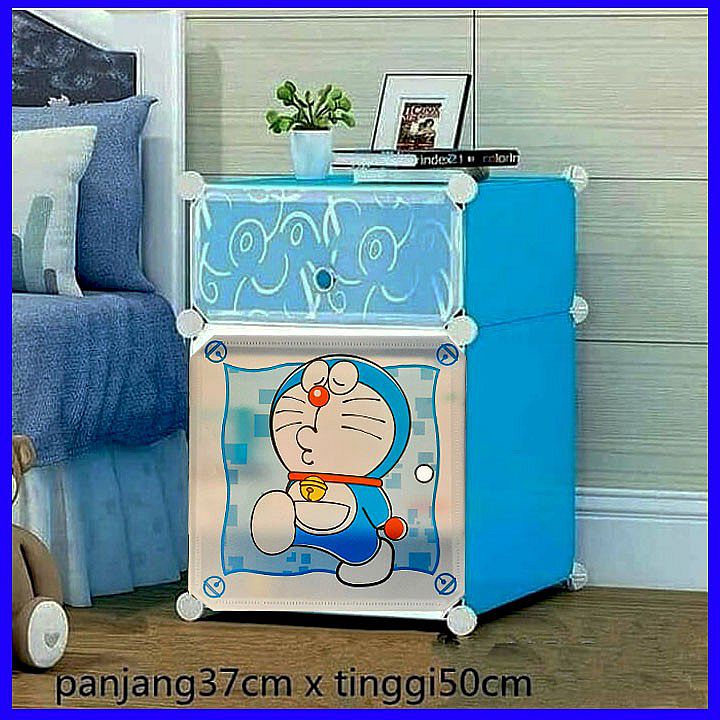 Nakas Plastik 2 Susun Karakter Lemari Lipat Motif Doraemon Rak Portable – A439
