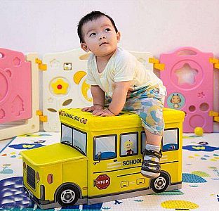 Kotak Mainan Bus Toy Box Storage Serbaguna Model Bis Tempat Simpan Wadah Kid Storage Box – A482