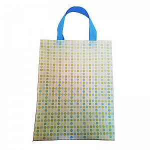 Goodie Bag Motif Polkadot Biru Hijau uk 30 x 40 cm Tote Bag Bahan Kain Spunbond – A456