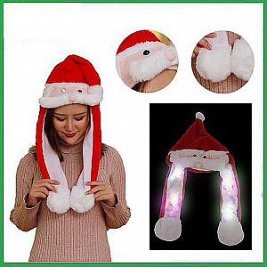 Topi Santa Claus Lampu Gerak Bunny Hat LED Topi Santa Kelinci Tik Tok Dancing – A465