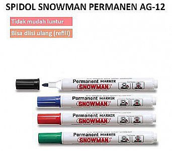 Spidol Permanen Snowman Marker Hitam Merah Biru Spidol Permanen Warna Type G 12 – A473