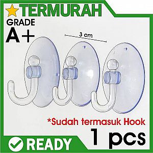 Cop Kaca Kop Kaca Tempelan Cantolan Kaitan Hook Karet Bening 3 cm Tempel Kaca Keramik – A475