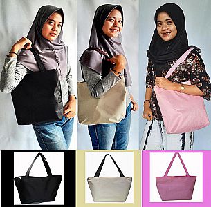 Shoulder Bag Murah Krem Pink Hitam Tote Bag Wanita Bahan D300 Vintage - TBPK1
