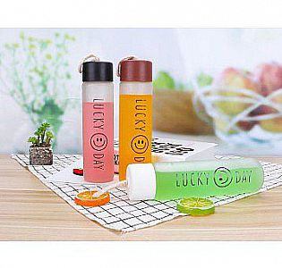 Botol Kaca Smile Botol Minum Lucky Day 400 ml Bottle Doff Minuman – A519