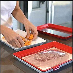 Tray Vacuum Makanan Sealer Elastis Pembungkus Ikan Daging Sayuran Buah Rak Kulkas – A523