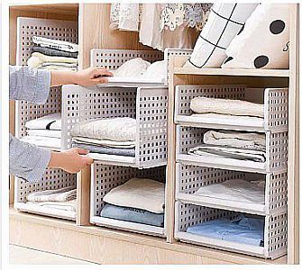 Rak Lemari Lipat Organizer Tempat Penyimpanan Pakaian Baju Celana Kaos Kaki Foldable Storage Box - A