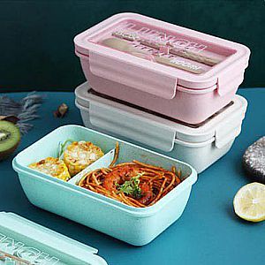 Lunch Box Wheat Straw Kotak Makan BPA Free Oven Microwave Kedap Udara 1100 ml – 859