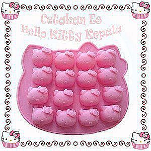 Cetakan Puding Hello Kitty Silikon isi 16 Cetak Coklat Jelly Es Batu Kepala HK – 057