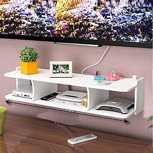 Rak DVD Tempel Dinding Rak Remote Organizer Holder DVD Player Shelf White Storage Wall – A617