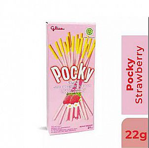 Glico Pocky Strawberry Pink 22 Gr Harga SATUAN Biskuit ORI BPOM – A626