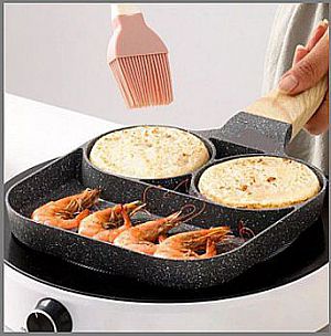 Frying Pan 3 Hole Teflon 3 Lubang Smart Breakfast Pan Wajan Panci Sarapan – A632