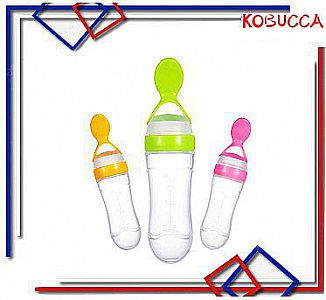 Botol Sendok Makan Bayi Kombinasi Silikon PP Botol Susu Anak Warna Dot – A641