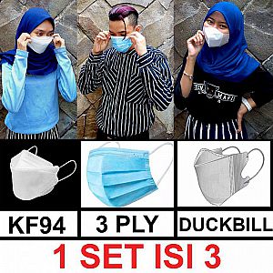 Masker 3 in 1 Set isi 3 KF94 + Duckbill + 3 Ply Masker Medis Non Medis – A666