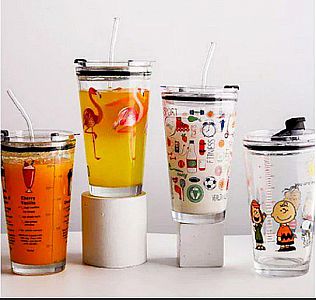 Gelas Kaca Anak Karakter Mug Tumbler Motif Gelas Minum Susu BPA Free &ndash; A694