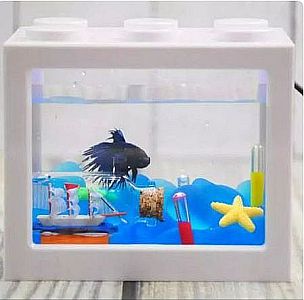 Aquarium Lego Lampu USB LED Akuarium Ikan Hias Cupang Kotak Warna – A699  