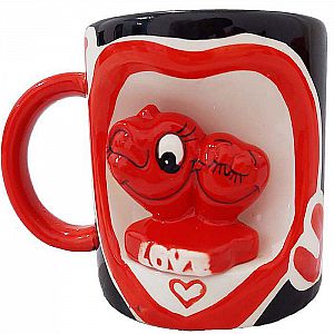 Gelas Love Mug Love Bahan Keramik 3D Timbul Motif Karakter Lucu – A734