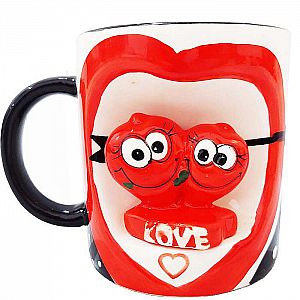 Gelas Love Mug Love Bahan Keramik 3D Timbul Motif Karakter Lucu – A734