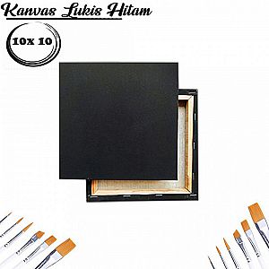 Kanvas Lukis Hitam 10 x 10 cm Set Lukisan Black Canvas Frame Art Kualitas Spanram – A746