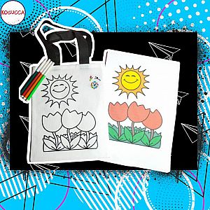 DIY Coloring Bag For Kids Mewarnai Tas Mainan Edukasi Anak Motif Kupu Balon Pesawat Bunga – A746