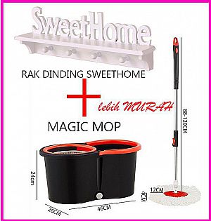PAKET HEMAT Magic Mop + Rak Dinding SWEETHOME harga lebih MURAH lebih HEMAT