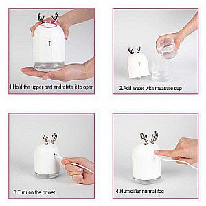Deer Humidifier Rusa USB Difuser Pelembab Ruangan Mini Aroma Terapi Pewangi Lampu LED – A752