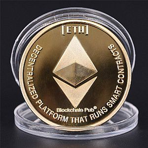 Koin Fisik Crypto Cryptocurrency Bitcoin Etherium LiteCoin Warna Emas Koleksi Souvenir – A754