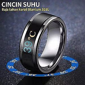 Cincin Termometer Unisex Pengukur Suhu Cocktail Ring Titanium Steel - A804