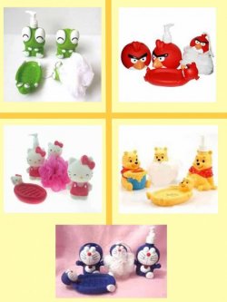 Bathroom Set Karakter Doraemon Hello Kitty Keroppi Pooh Angry Bird - 460