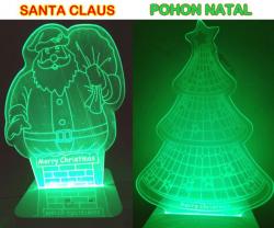 Lampu Tidur Akrilik Hias Santa Claus dan Pohon Natal - 512