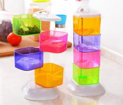 Tempat Simpan Bumbu Putar Susun Unik 4 in 1 Aneka Warna – 231