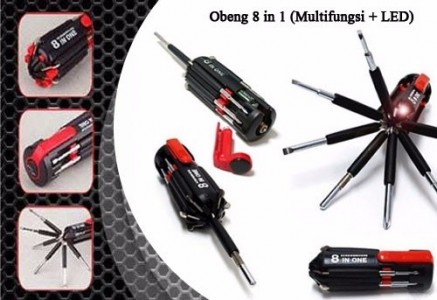 Obeng Senter 8 in 1 Multifungsi Serbaguna Lampu Senter LED Obeng Set 8 in 1  - 318