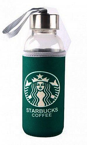 Botol Kaca 300 ml Starbucks Bottle Tumbler Tempat Wadah Air Minum Alami - 553