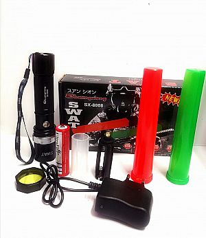 Senter Polisi SWAT bonus Cone Police Flashlight Bantu Atur lalu Lintas Jalan Raya &ndash; A18