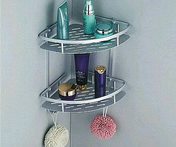 Rak Sudut Kamar Mandi Siku Dinding Tepi Toilet Tempel Dapur Bahan Alumunium&nbsp; - A38