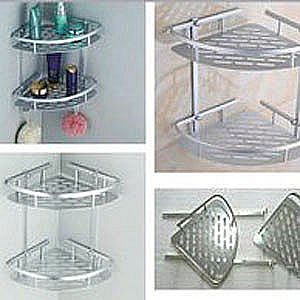Rak Sudut Kamar Mandi Siku Dinding Tepi Toilet Tempel Dapur Bahan Alumunium  - A38