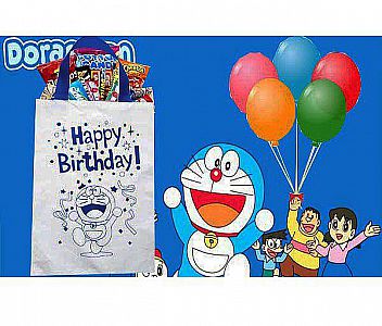 Tas Ulang Tahun Doraemon Bahan Plastik Tas Ultah Anak Sederhana Murah Tempat Wadah Jajan – A91