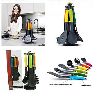 Kitchen Tool Set 6 in 1 Alat Dapur 6 pcs Nylon Spatula Sendok Garpu Sodet Sutil – A112