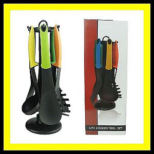 Kitchen Tool Set 6 in 1 Alat Dapur 6 pcs Nylon Spatula Sendok Garpu Sodet Sutil – A112