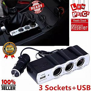 Triple Socket TR33 Cigarette Lighter USB Car Charger 3 in 1 Saver Mobil &ndash; A146