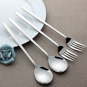 Sendok Garpu Korea Alat Makan Set Stainless Steel Gagang Panjang Tebal &ndash; A148