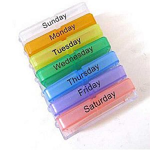 Kotak Obat 7 Hari Tempat Simpan Obat Storage Tablet Organizer Rainbow Pelangi Container Case – A195
