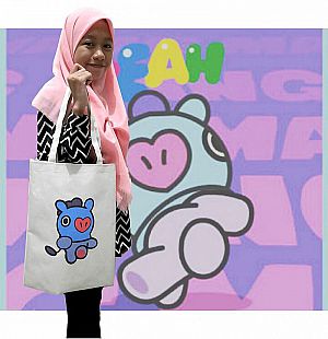 Tas BT 21 Tote Bag BT21 BTS Karakter MANG Krem Beige Putih Kpop Made in Indonesia Surabaya &ndash; A263A