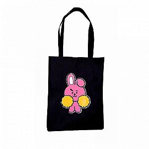 Tas BT21 Tote Bag BT 21 Cooky Bunny Kelinci Pink BTS K Pop Boy Korea Kobucca Bag Hitam – A263D