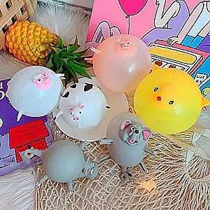 Animal Balloon Squeeze Inflatable Toys Funny Stress Mainan Balon Karakter Motif Lucu Aneka Warna A28