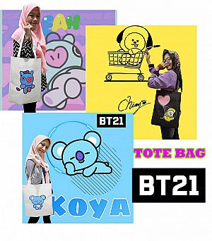 Tas BT21 Tote Bag BT 21 All Collection BTS Korea K Pop Karakter Motif Korean Kobucca Surabaya –A263I