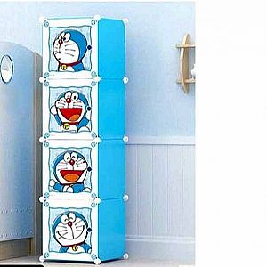 Lemari 4 Susun Doraemon Biru Empat Tingkat Rak Laci Rakitan Portable Blue – A300